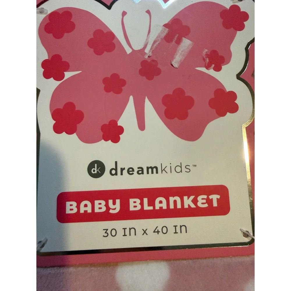 Dream Kids Pink Butterfly Plush Baby Blanket Soft Fleece 30x40 BLFS-058 NEW